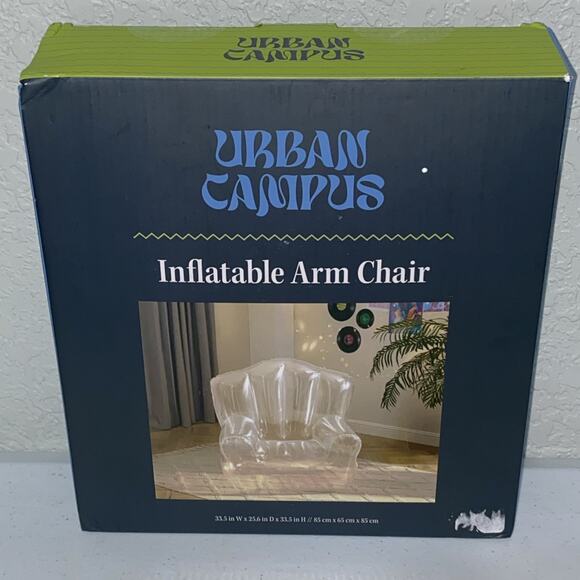 Inflatable Armchair Round Chair Campus Dorm Game Room Clear Plastic Set Of 2 NEW - Picture 2 of 9